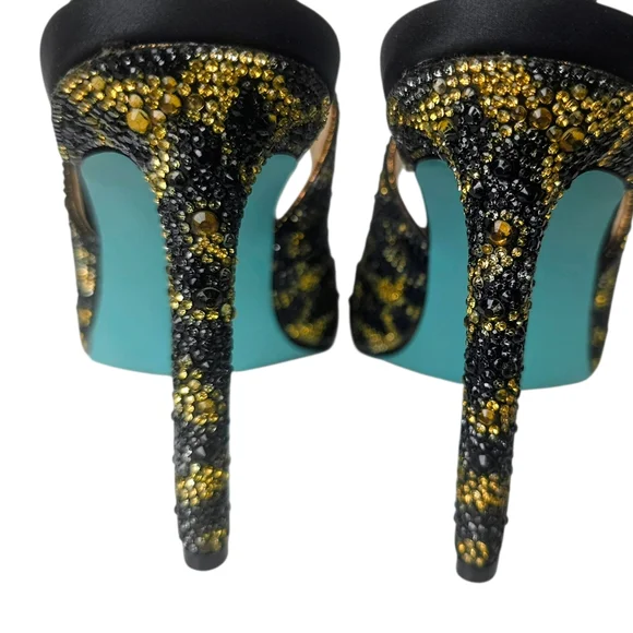 NEW Betsey Johnson Jovi Leopard Rhinestone Design Slingback Heels size - Picture 6 of 13